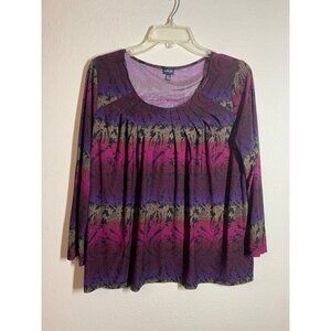 Rafaella Business Casual Blouse Top Paisley Ombre Retro Y2K Size Petite Large